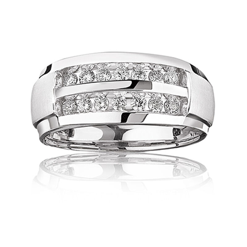 Men's Double Row 1ct. t.w. Diamond Band in 14k White Gold image number null