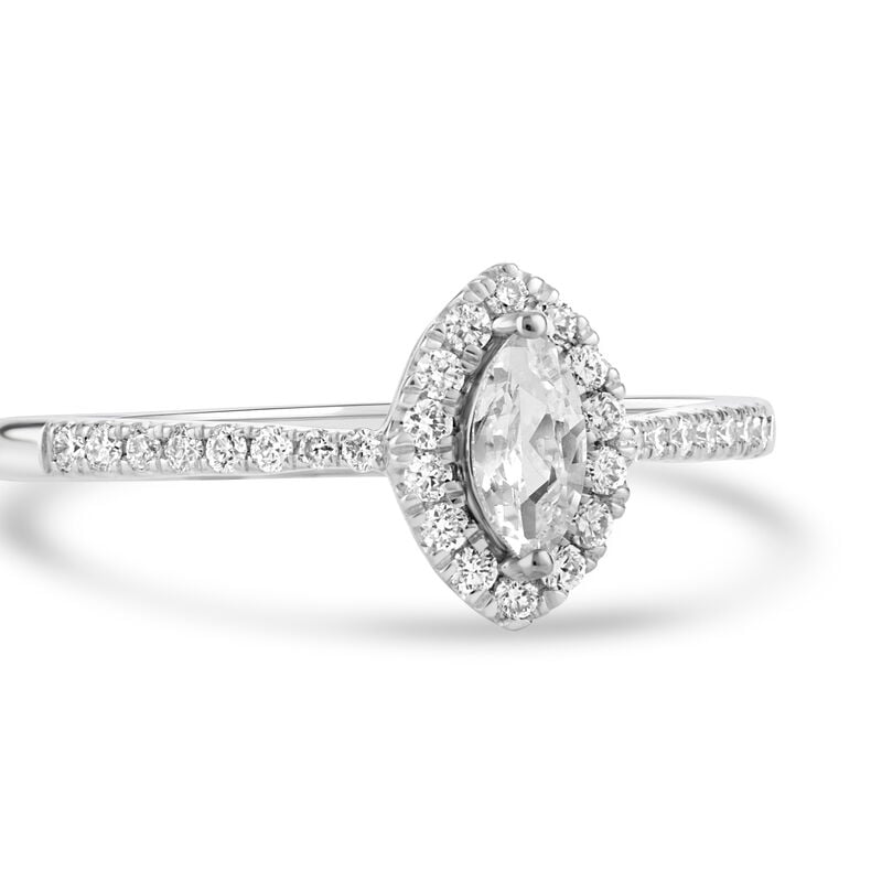 Marquise Lab Grown Diamond & Created White Sapphire Halo Ring in Sterling Silver image number null