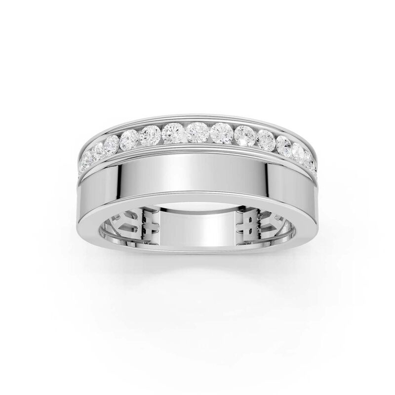Lab Grown Diamond 3/8ctw. Channel Trim Wide Band Wedding Ring in 14k White Gold image number null