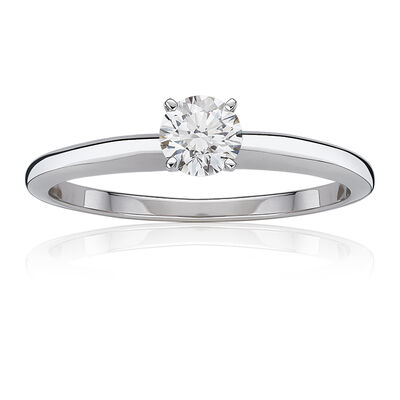 Lab Grown 3/4ct. Diamond Best Classic Round Solitaire Engagement Ring in 14k White Gold