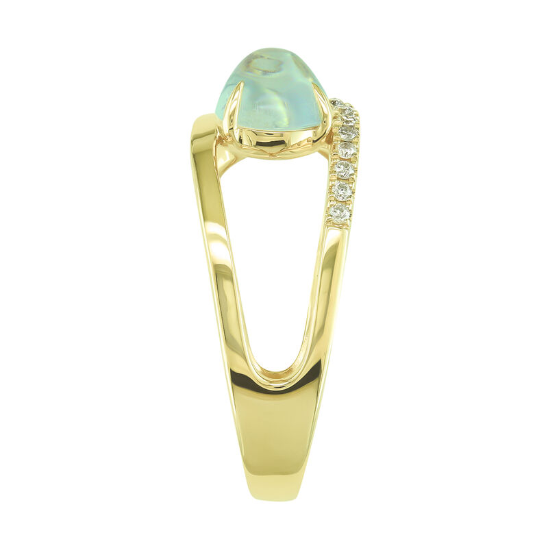 Pear-Shaped Moonstone & Diamond Ring in 10k Yellow Gold image number null