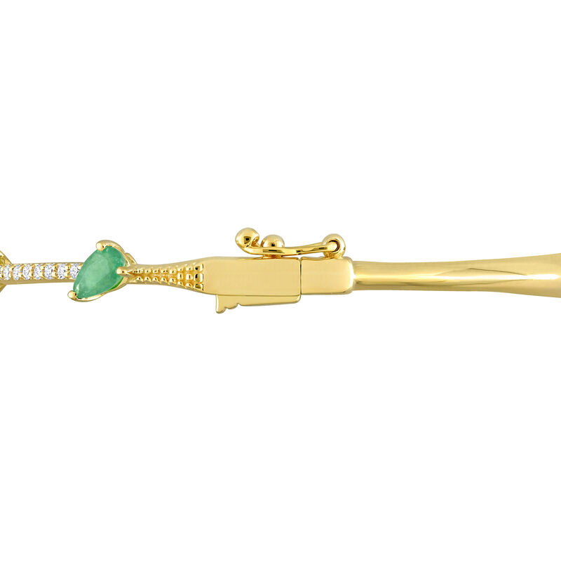 Emerald & Diamond Bangle Bracelet in 14k Yellow Gold image number null