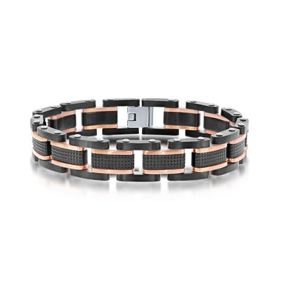 Men's Textured Link Bracelet in Stainless Steel