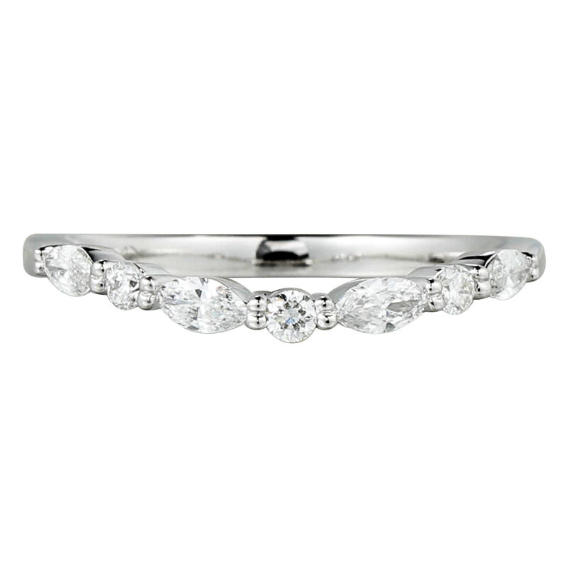 Diamond 1/3ctw. Marquise Contour & 14k White Gold Anniversary Ring image number null