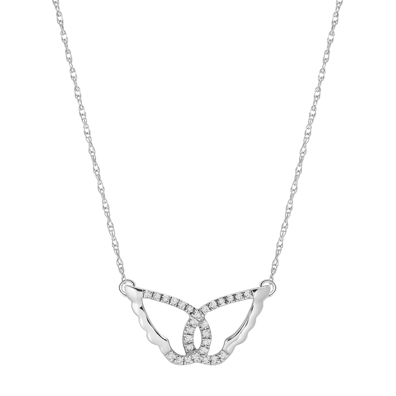 Hope & Faith Diamond Wings Pendant in 10k White Gold image number null