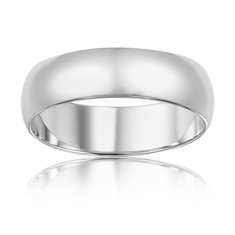 Men's 6mm Wedding Band in 10k White Gold Size 11 image number null