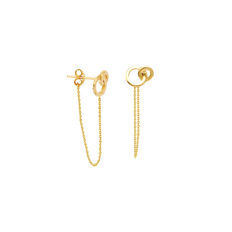 Front-Back Interlock Circles Earrings 14K Yellow Gold image number null
