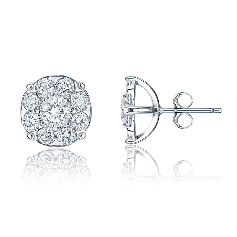 Diamond 1ct. t.w. Halo Stud Earrings in 14k White Gold image number null