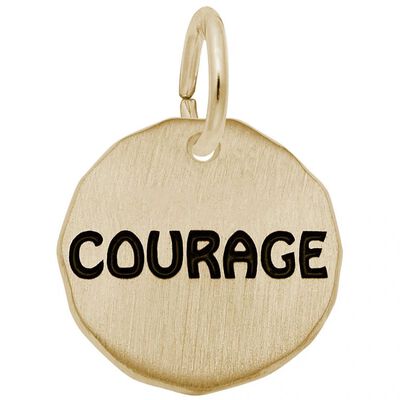 Courage Tag Charm in Gold Plated Sterling Silver