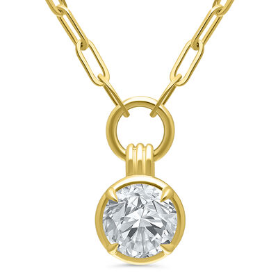 Lab Grown Diamond 2ctw. Bezel Set Paperclip Chain Necklace in Gold Plated Sterling Silver