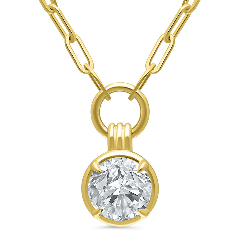 Lab Grown Diamond 2ctw. Bezel Set Paperclip Chain Necklace in Gold Plated Sterling Silver image number null