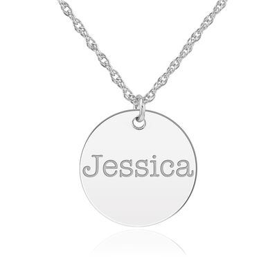 High Polished Personalized Disc Pendant in 14k White Gold