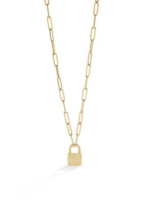 Lock Pendant in Yellow Gold Plated Stainless Steel