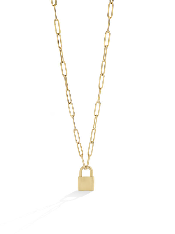 Lock Pendant in Yellow Gold Plated Stainless Steel image number null