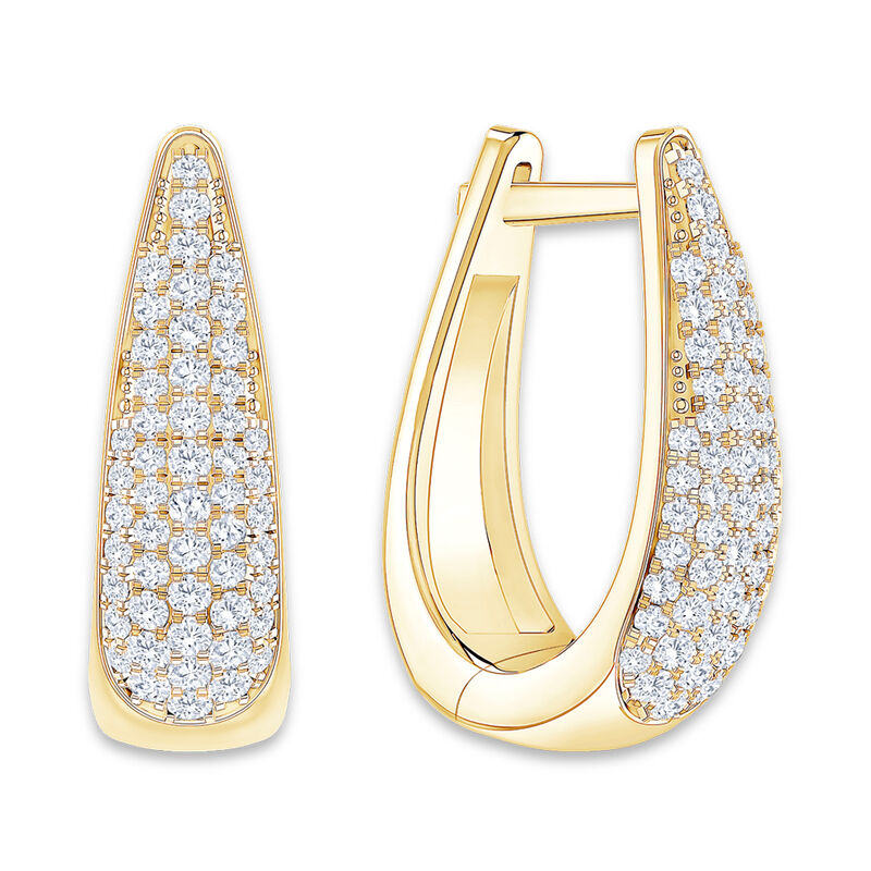 Brilliant-Cut 1ctw. Diamond Fashion Hoops in 10k Yellow Gold image number null