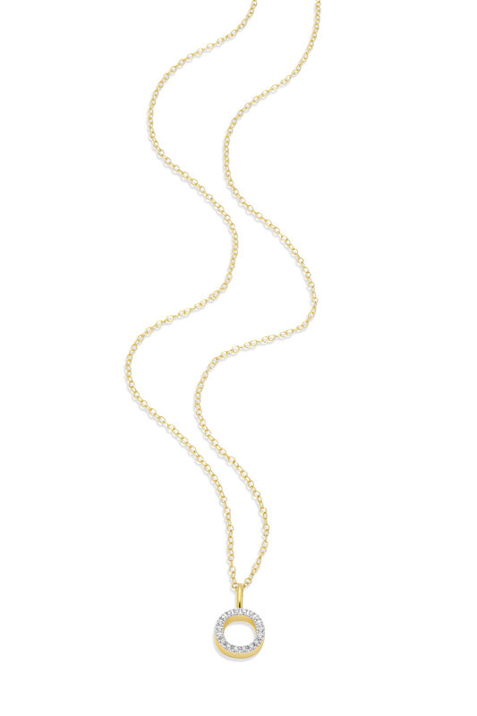 Lab Grown Diamond Letter O Initial Pendant Necklace in 14k Yellow Gold Plated Sterling Silver image number null