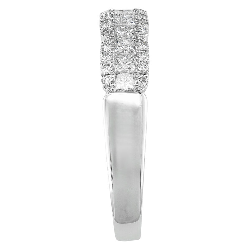 Princess and Round Natural Diamond 3/4ctw. Multi Row Wedding Ring in 14k White Gold image number null