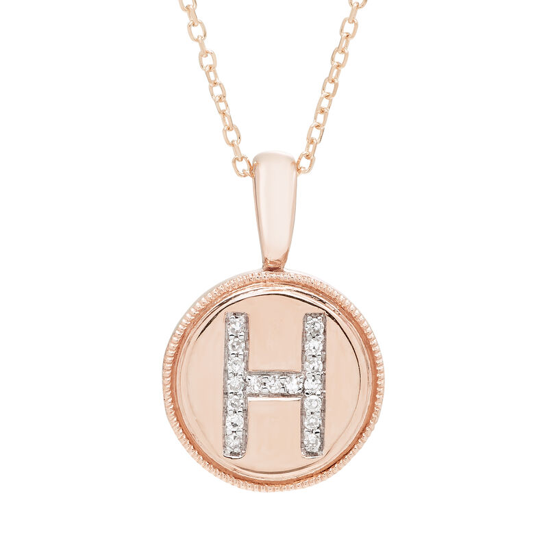 Diamond Initial H Pendant in 14k Rose Gold image number null