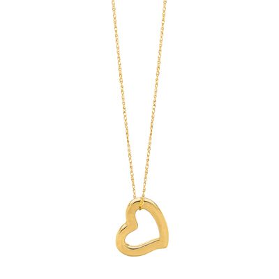 Heart Necklace 18" in 14k Yellow Gold