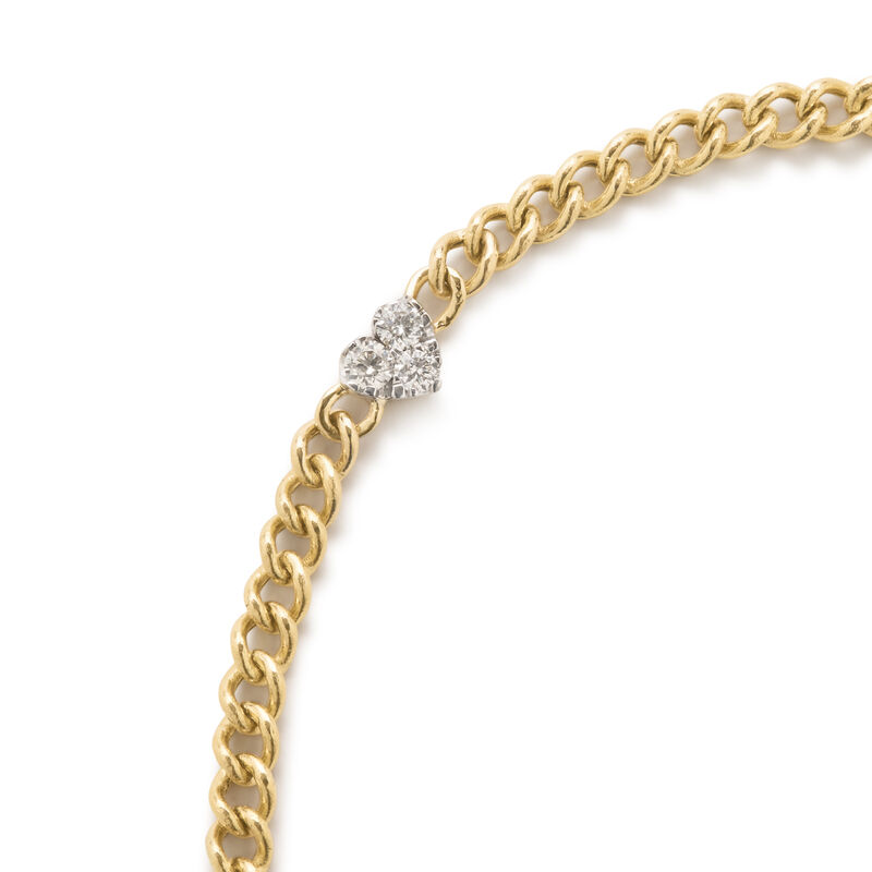 Link Bracelet With Diamond Heart in 14k Yellow Gold image number null