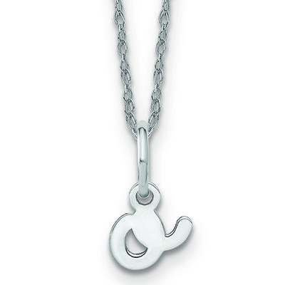 Script O Initial Necklace in 14k White Gold