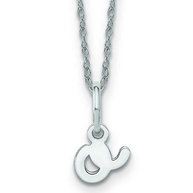 Script O Initial Necklace in 14k White Gold image number null