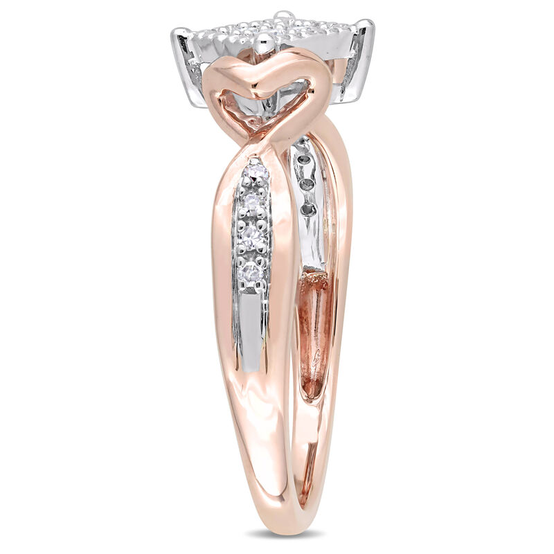 Round Cut Diamond Vintage Promise Ring 1/10ctw. in 10k White and Rose Gold image number null