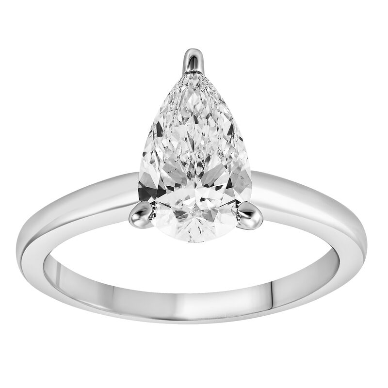 Pear-Shaped Lab Grown 1ct. Diamond Certified GH VS SI Solitaire Engagement Ring in 14k White Gold image number null