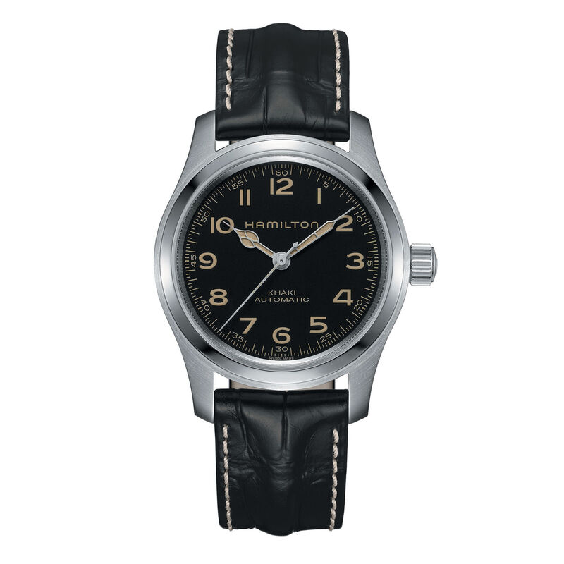 Hamilton Men's Khaki Field Murph Automatic Black Dial 80 Hour Black Leather Strap 42mm Watch H70605731 image number null