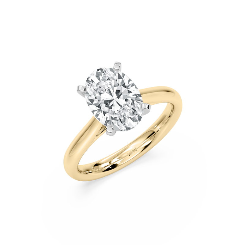 Oval Lab Grown Diamond 3ctw. Cathedral Solitaire Engagement Ring in 14k Yellow Gold image number null