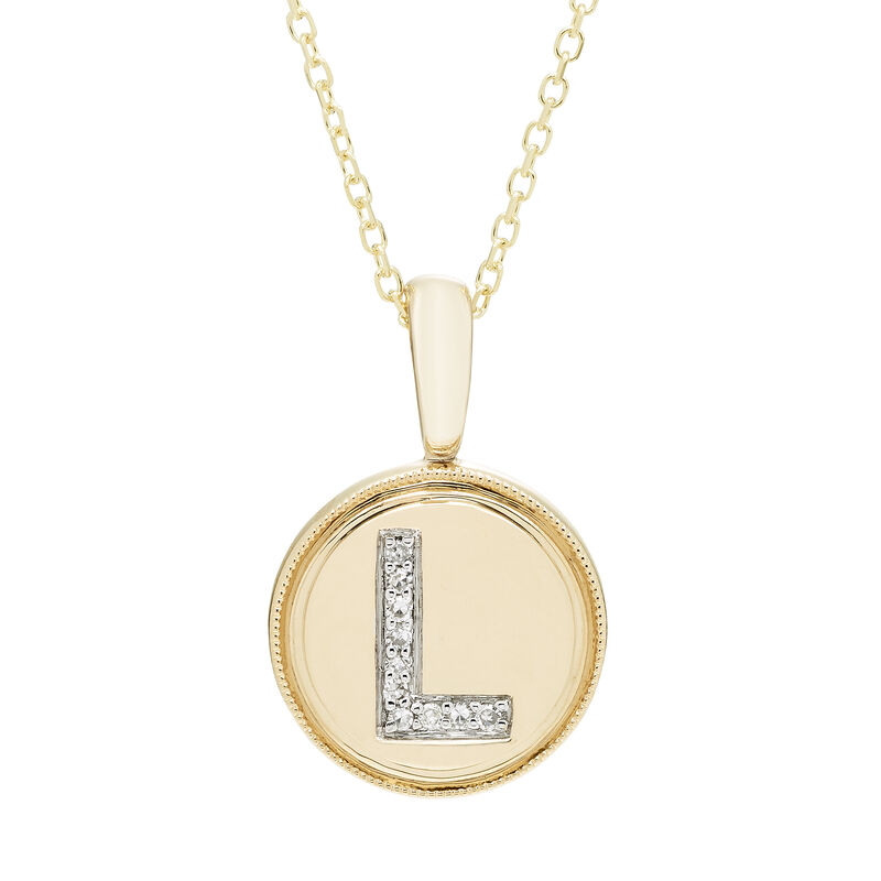 Diamond Initial L Pendant in 14k Yellow Gold image number null
