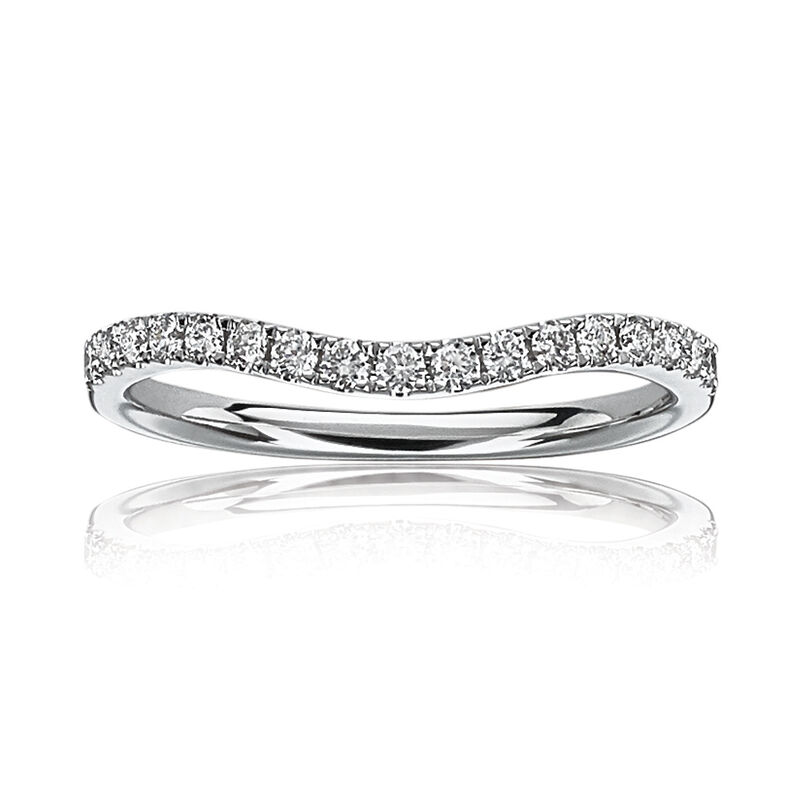 Curved Contour 14K White Gold Diamond Band image number null