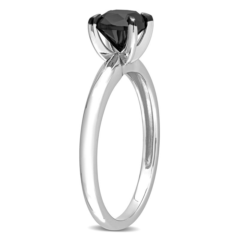  Cushion-Cut 1ctw. Black Diamond Solitaire Engagement Ring in 14k White Gold image number null