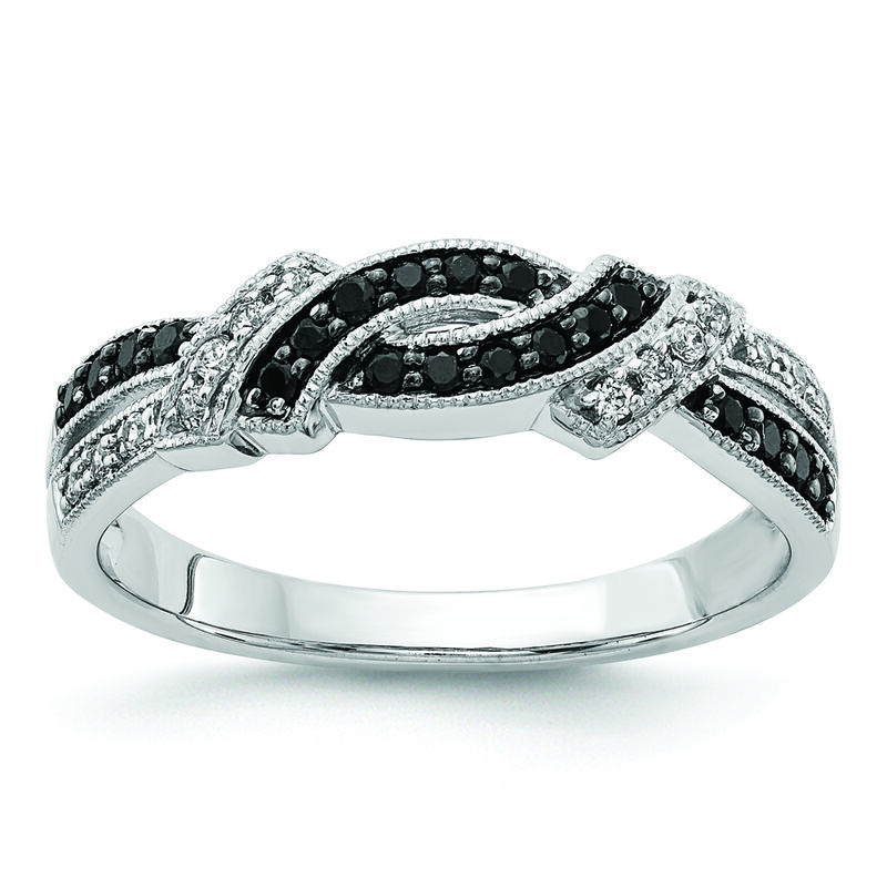 Black & White 1/4ctw. Diamond Twist Ring in 14k White Gold  image number null