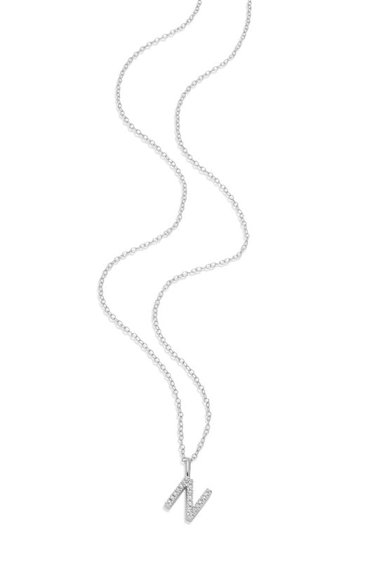 Lab Grown Diamond Letter N Initial Pendant Necklace in Sterling Silver image number null