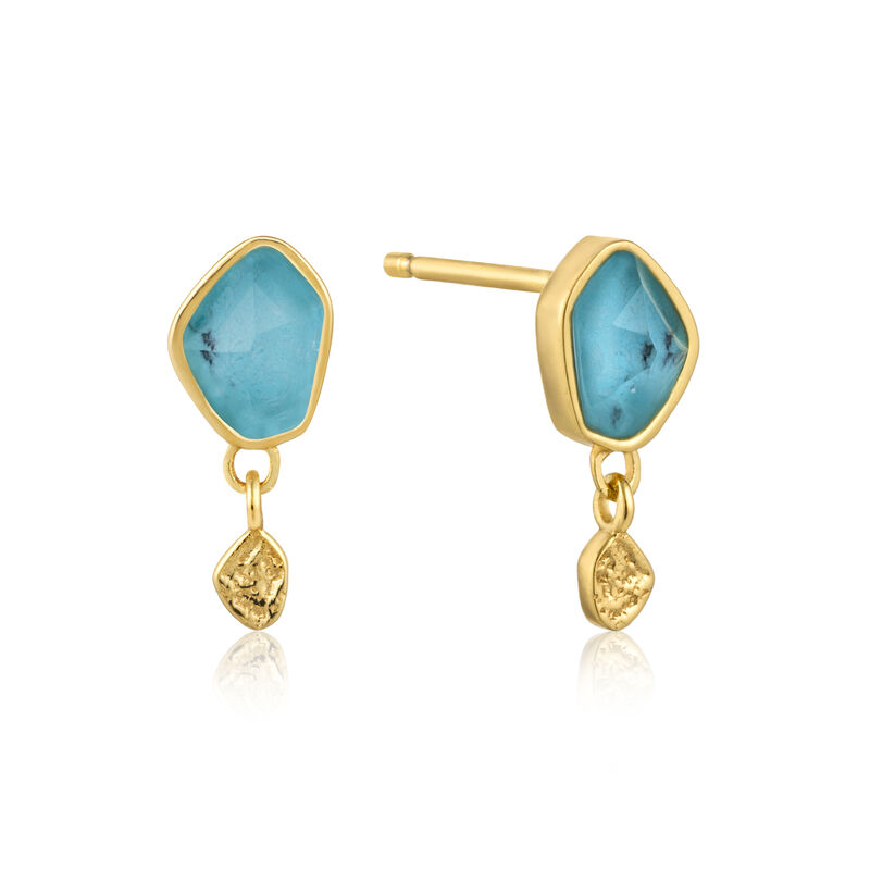 Turquoise Drop Stud Earrings in Sterling Silver/Gold Plated image number null
