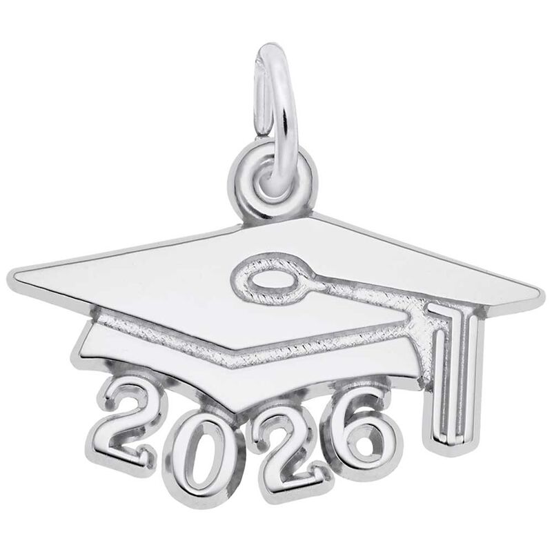 Large 2026 Graduation Cap Charm in Sterling Silver image number null