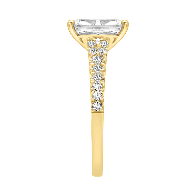 Radiant-Cut Lab Grown 2 1/3ctw. Diamond Split Shank Engagement Ring in 14k Yellow Gold image number null