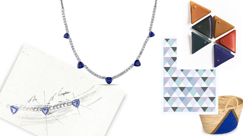 Blue Sapphire & Diamond Drop Necklace in 18k White Gold image number null