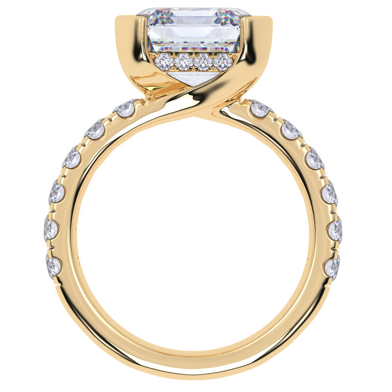 Chicago Asscher-Cut Lab Grown 5 3/4ctw. Diamond Half Bezel Brilliant-Cut Diamond Engagement Ring in 14k Yellow Gold image number null