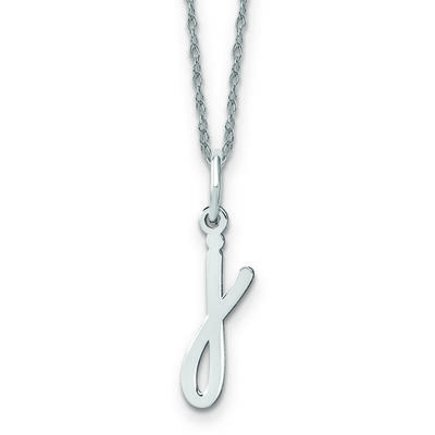 Script J Initial Necklace in 14k White Gold