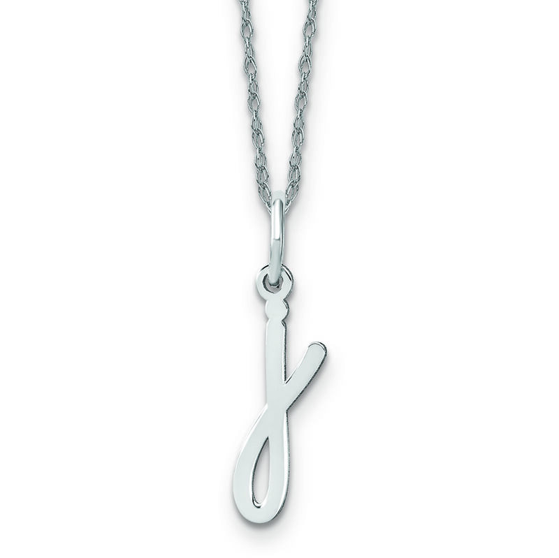 Script J Initial Necklace in 14k White Gold image number null