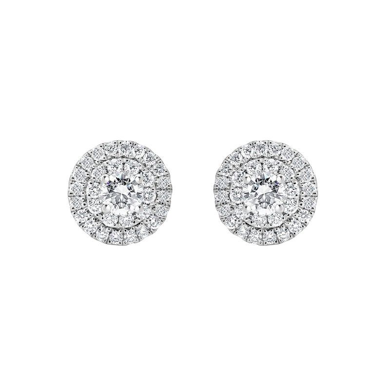 Lab Grown Diamond 1/2ctw. Double Halo Stud Earrings in 14k White Gold image number null