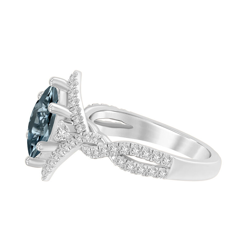 Marquise-Cut Blue Topaz & Diamond Ring in 10K White Gold image number null