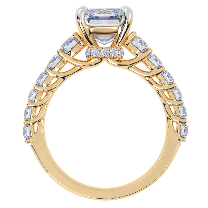 Radiant-Cut Lab Grown 4ctw. Diamond Graduated Brilliant-Cut Diamond Engagement Ring in 14k Yellow Gold image number null