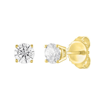 Brilliant-Cut 1/2tw. HI I2 Diamond Stud Earrings in 14k Yellow Gold