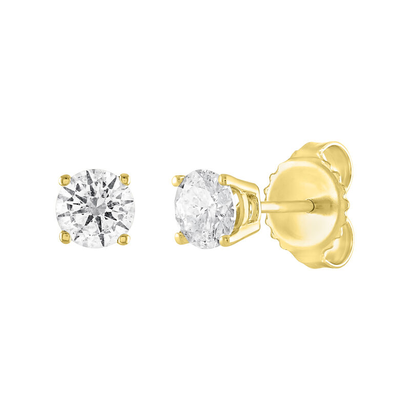 Brilliant-Cut 1/2tw. HI I2 Diamond Stud Earrings in 14k Yellow Gold image number null