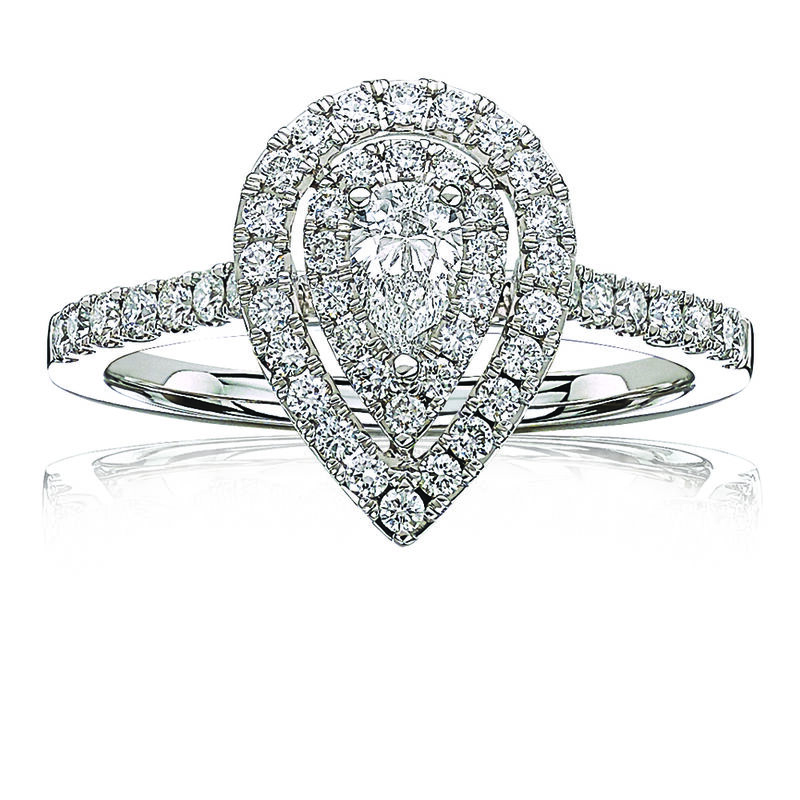 Ella. Pear-Shape Halo Diamond Engagement Ring in 14k White Gold image number null
