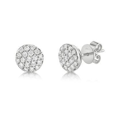 Shy Creation 0.48 ctw Pave Diamond Stud Earrings in 14k White Gold