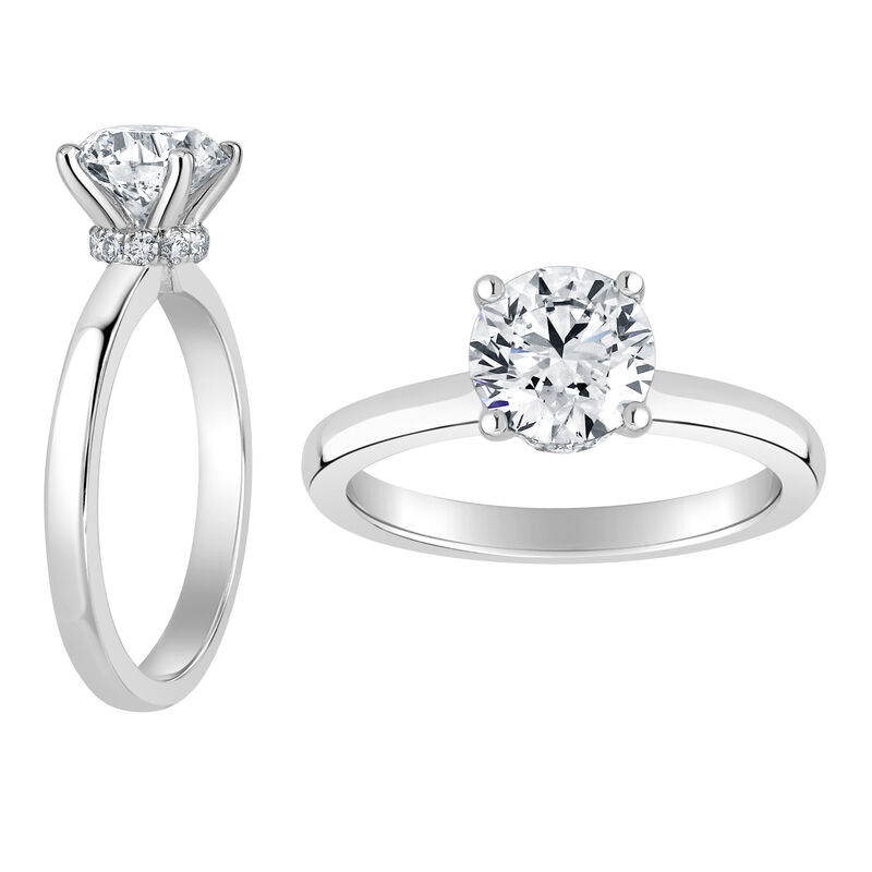 Brilliant-Cut Lab Grown 1 1/2ct. EF VS Diamond Ribbon Halo Solitaire Engagement Ring in 14k White Gold image number null